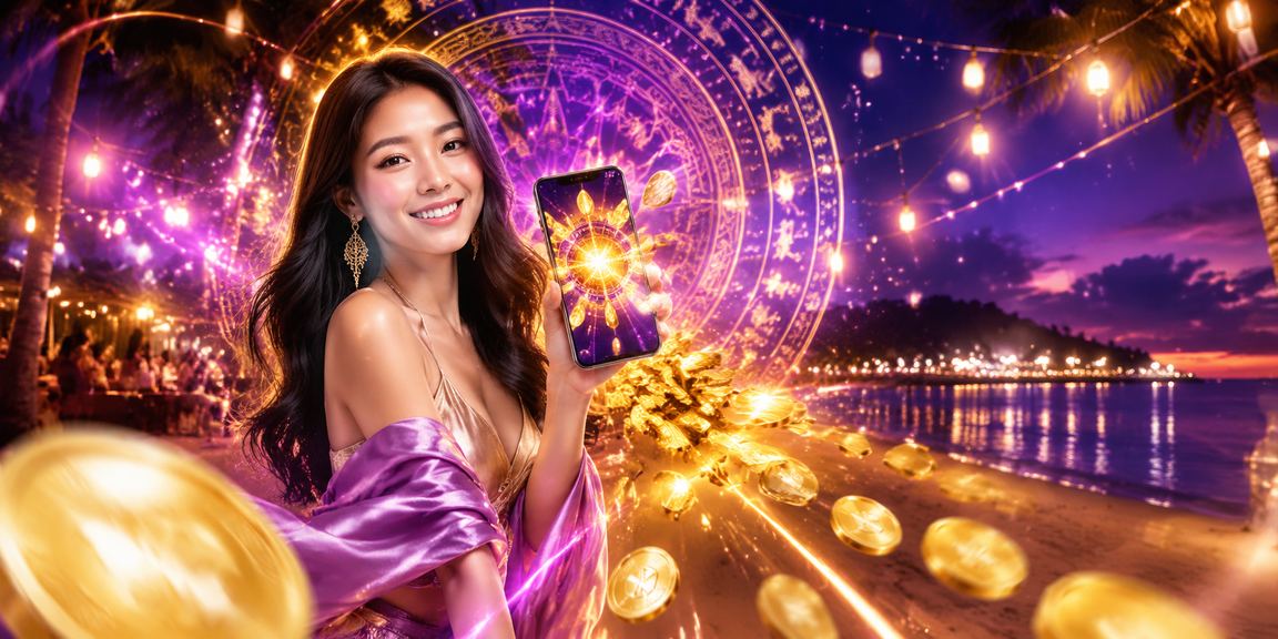 Người dùng sử dụng điện thoại chơi casino trực tuyến tại bãi biển Phú Quốc dưới ánh nắng